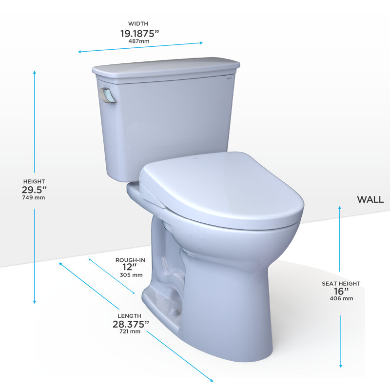 Drake® 1.28 GPF Auto Flush Elongated Floor Mounted Two-Piece Toilet (Seat Included)