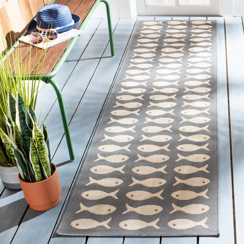Annika Gray/Beige Indoor/Outdoor Area Rug, Runner 2'3" x 8'