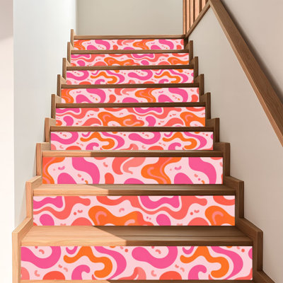 Peel and Stick Wallpaper Contact Paper Groovy Waves Seamless Psychedelic Curved 1970s Hippie Retro Style for Self Adhesive and Removable 17.7in x 118in(45x300cm)