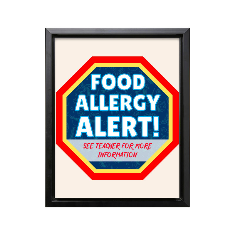 Alerte d'allergies alimentaires, Black Framed, Canvas, 16"H x 20"W