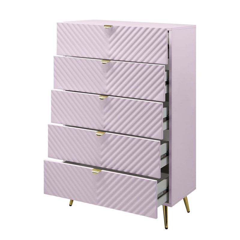 Commode haute brillance, commode rose
