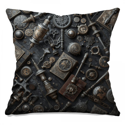 Steampunk Gears Clocks Double Sided Throw Pillows