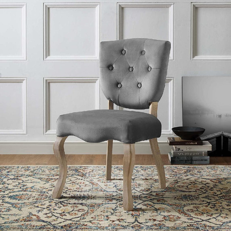 Chaise d'appoint capitonnée en velours gris, Gris foncé