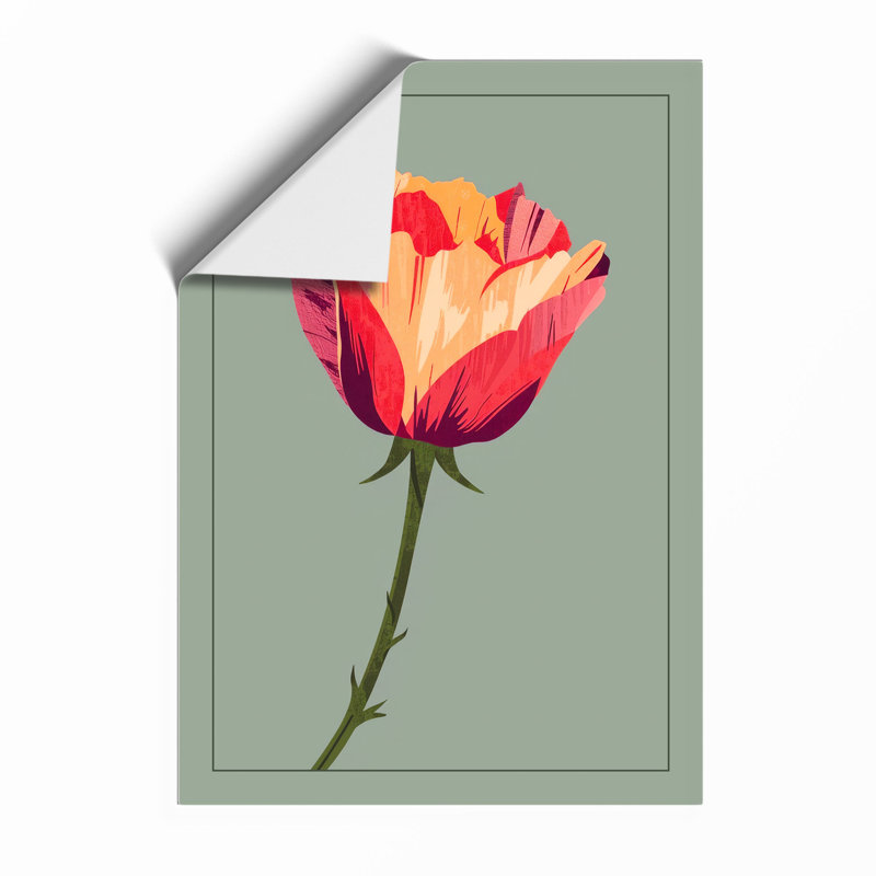 Single Rose In Gold Botanical - Print, Unframed, A4 - 29.7 x 21.0 cm