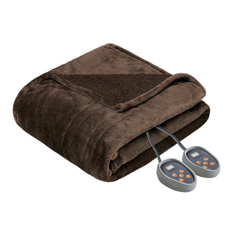 Très grande couverture chauffante ultra-douce chauffée, Grand, Chocolat