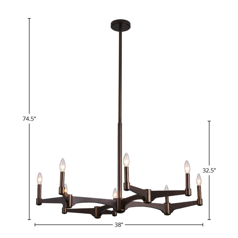 Tono 8 LT Vintage Bronze Chandelier Kalco
