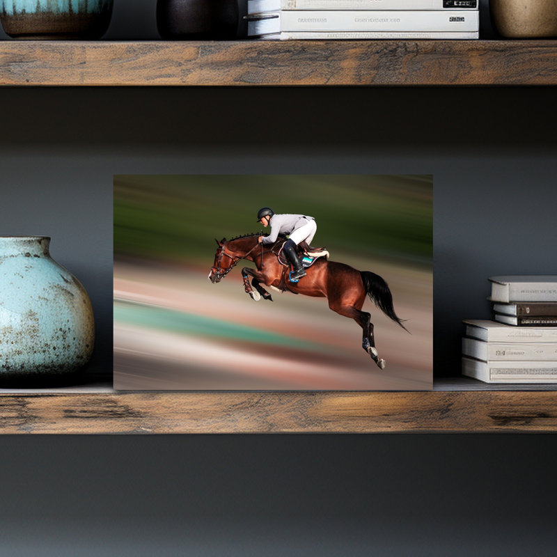 Dynamic Horse Jump Elegant Contemporary Horse Wall Art Print 1 Piece Wrapped Canvas Wall Art, 45.72cm H x 30.48cm W