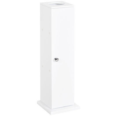 Small Bathroom Cabinet - White Corner Floor Toilet Paper Storage With Doors Modern Organizer Unit And Shelves For Shampoo Look