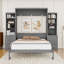 Grand lit escamotable en bois avec tablettes et tiroirs de rangement-129448439