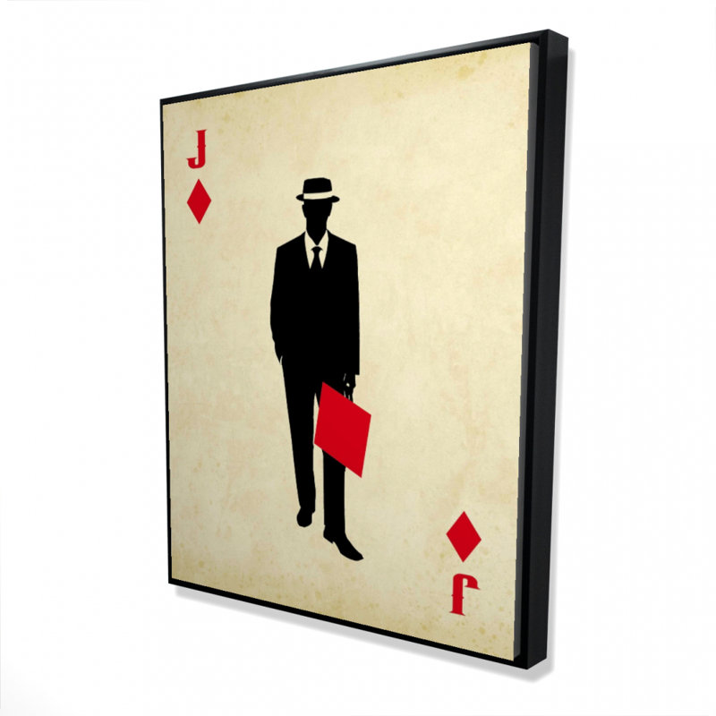 Décoration rétro homme des cavernes | Jack of Diamonds, toile avec cadre noir