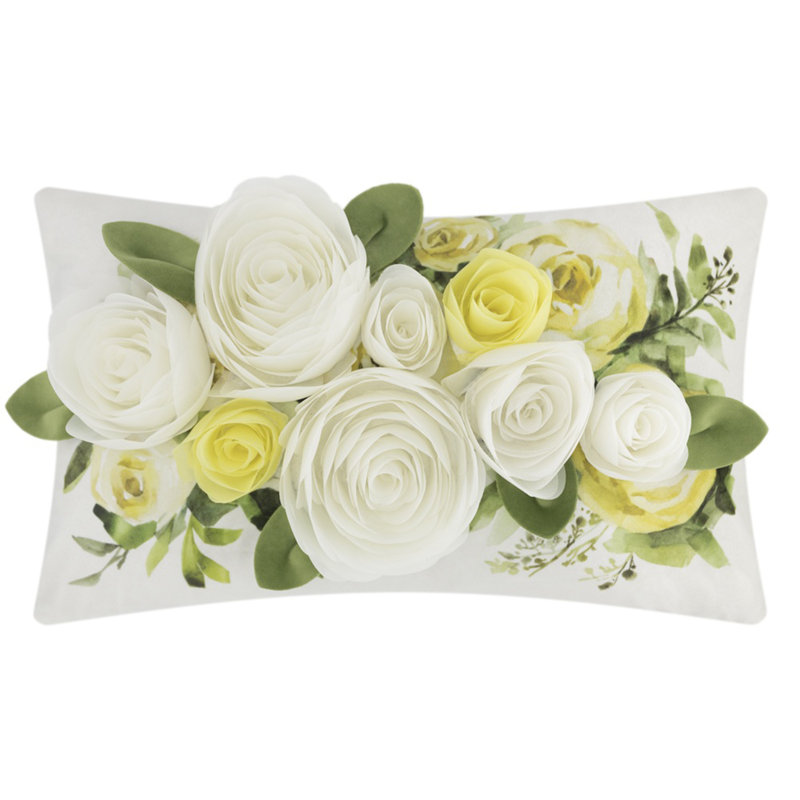  Velvet Rectangular 3D Flower Pillow Cover