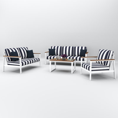 Ronquillo 4 Person Seating Group With Sunbrella Cushions by Birch Lane