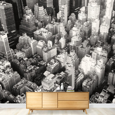 Grand papier peint adhésif noir et blanc Urban Landscape of New York City