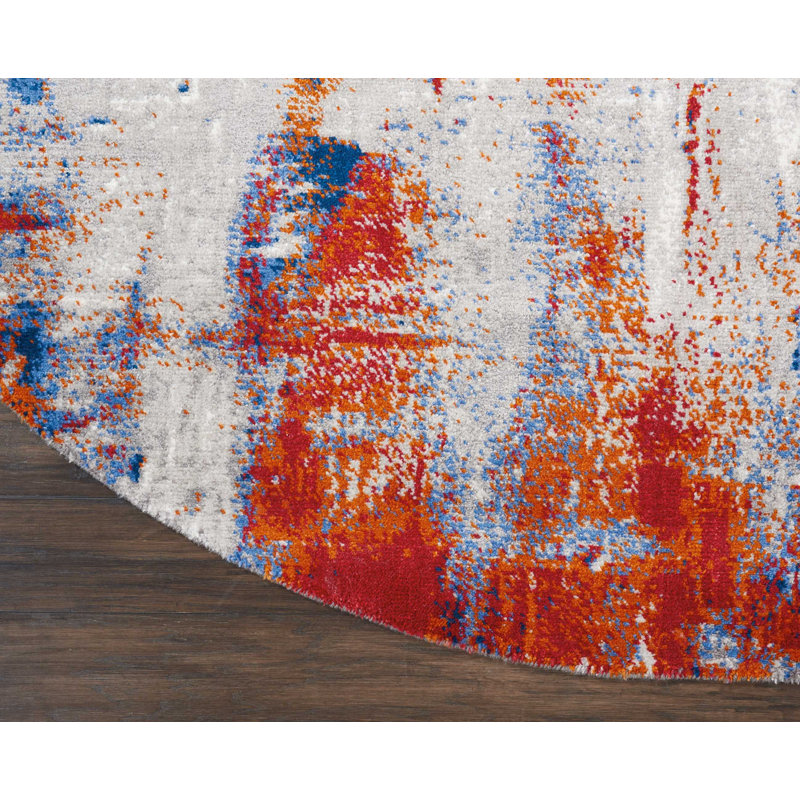 Makela Viscose Abstract Indoor Rug, Round 8'