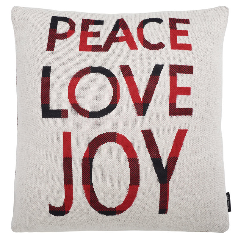 Good Tidings Red and Beige Square Pillow Set