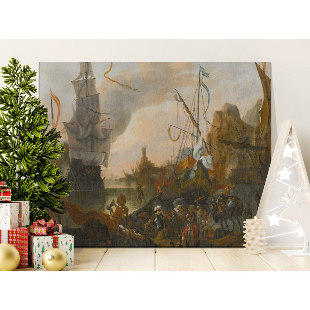 Old Master Marine Canvas Wall Art, Dutch Golden Age Painting, Gallery Wrapped, Ready to Hang, Archival Print, Harbor Scene, Maritime Art