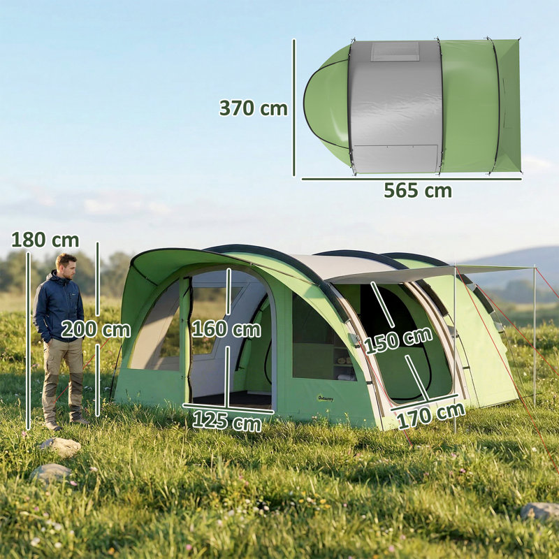 4 Person Tent, Green/Grey