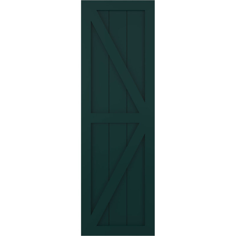 True Fit PVC deux panneaux de ferme à fixation fixe avec barre en Z, Vert thermique, 12", 45"