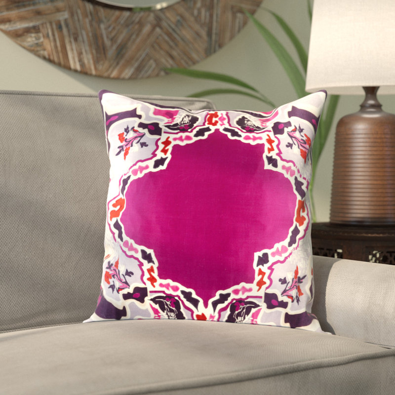 Geisha Silk Floral Throw Pillow Cover, 22" H x 22" W x 0.25" D, Black\Blue