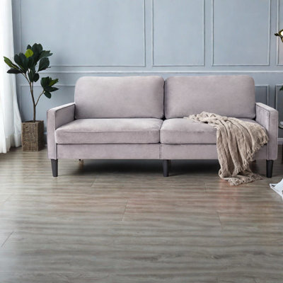 Modern Compact Loveseat Sofa, Grey Chenille Fabric, Solid Wood Frame For Small Spaces