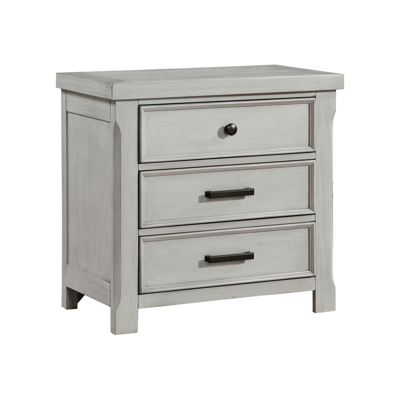 Table de chevet de style campagnard avec 3 tiroirs, rangement durable pour les essentiels de la chambre à coucher