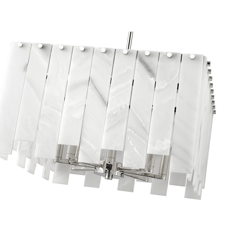 Luminaire suspendu rectangulaire à 4 lumières Ruchbah, Nickel poli