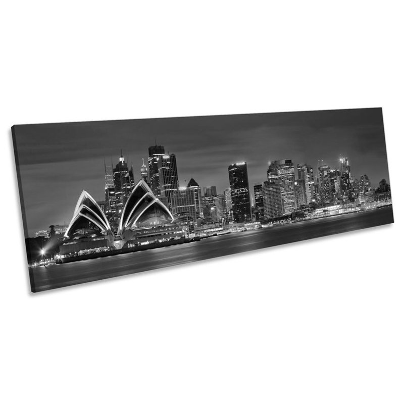 Sydney Opra House City Skyline - Wrapped Canvas Panoramic Print, 30.48cm H x 91.44cm W x 2cm D