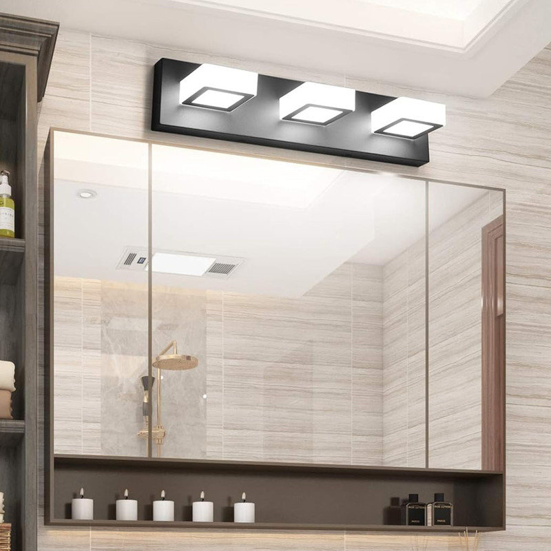 Matte Black Acrylic 3-Light LED Modern Bathroom Vanity Fixture