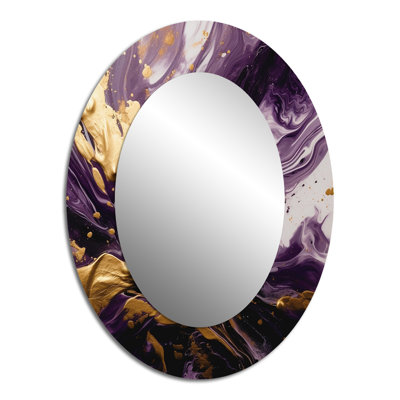 Mauve et or liquide Magic I - Miroir mural moderne ovale