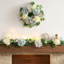  Couronnes de printemps pour la porte d'entrée avec lumières, hortensias en soie et fleurs d'eucalyptus papillon pour la maison