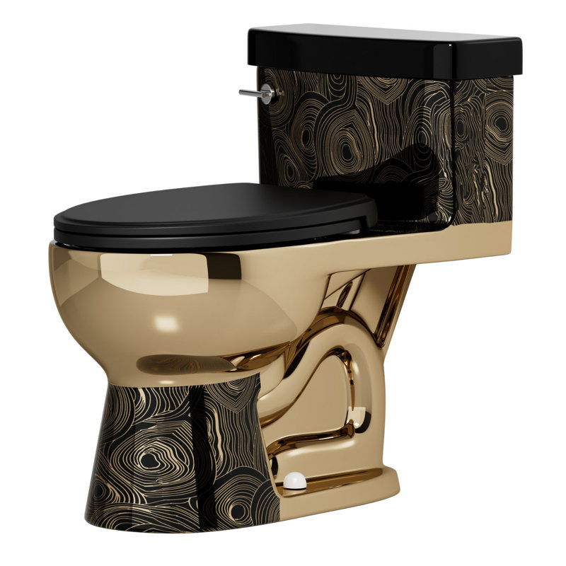Elongated One-Piece Toilet With Round Base, ADA Comfort Height Toilet, 1.28 GPF Rim Jet Flush, Luxury Toilet, 12'' Rough-In