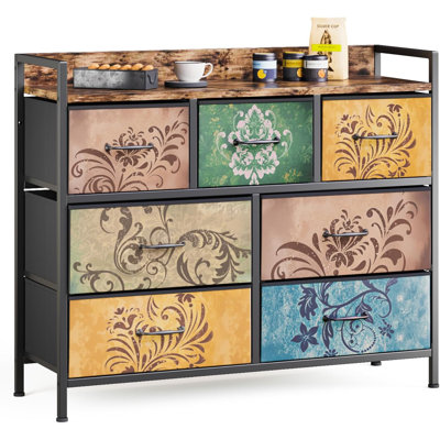 Iron 99 cm W Chest of 7 Drawers