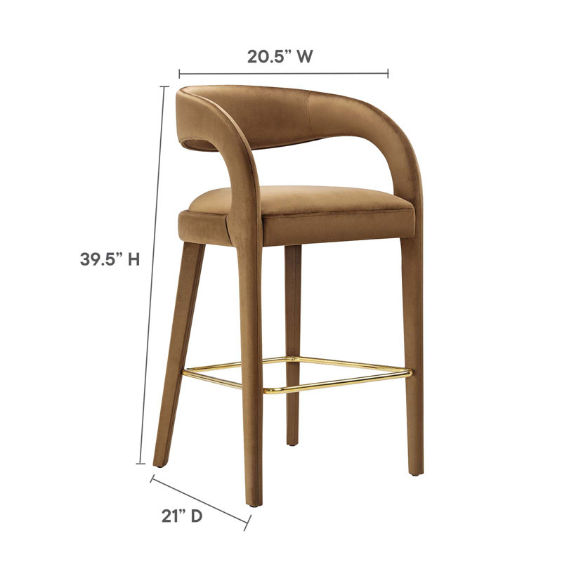 Modway Pinnacle Upholstered Stool, Gold, Bar Stool (30" Seat Height), Brown