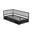 Corner Bed Frame Twin Daybed with Storage Drawers, Metal Platform Bed Frame with LED Light, Black