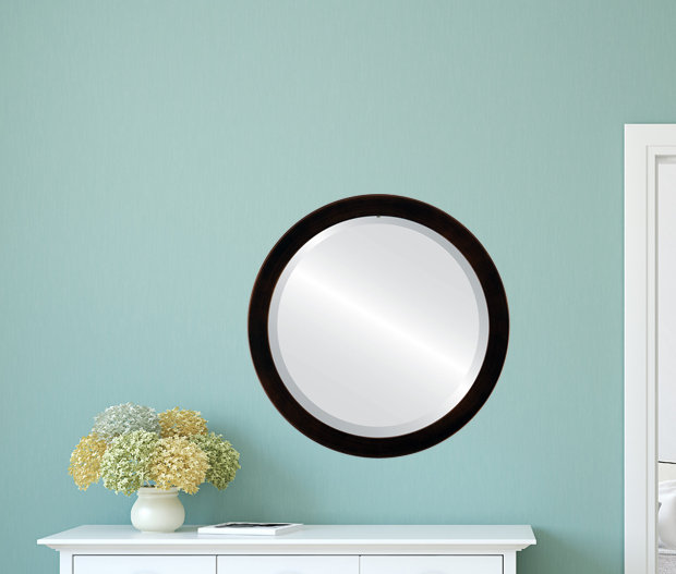 Miroir d’appoint ronde encadrée Azalaya, H 26 po x l 26 po, Bronze huilé