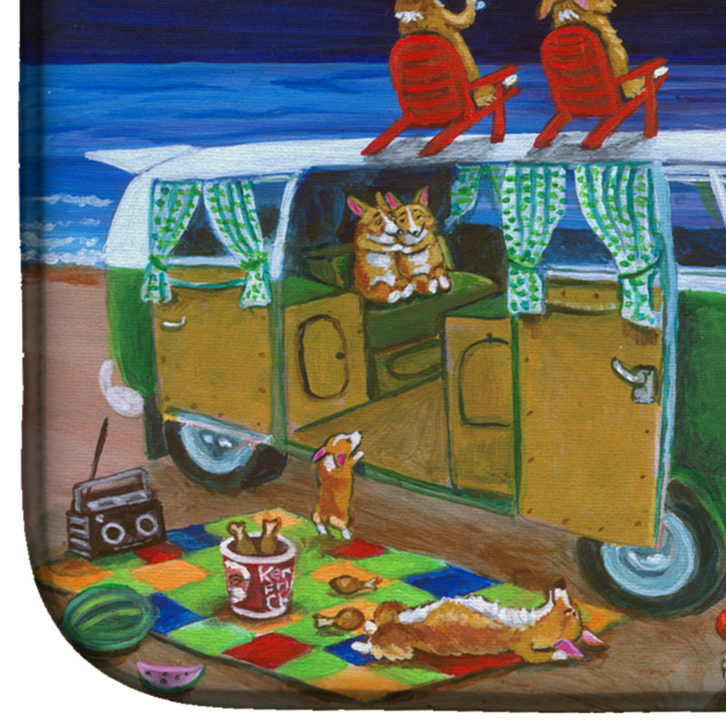 Tapis de séchage à bus corgi beach party volkswagon