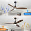 Ventilateur de plafond 60 pouces avec lumières, 3 pales en bois massif, télécommande silencieuse pour moteur à courant continu, 3 ventilateurs de plafond d'extérieur Downdrods