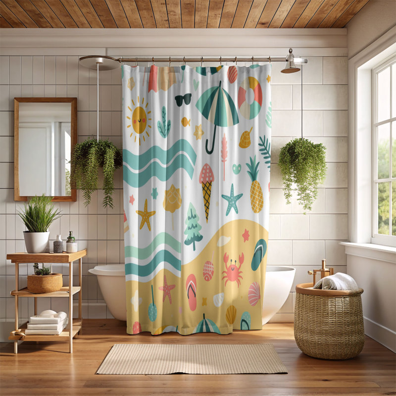 Rideau de douche Etly Tropical Breeze - 1 pièce, H 74 po x l 71 po