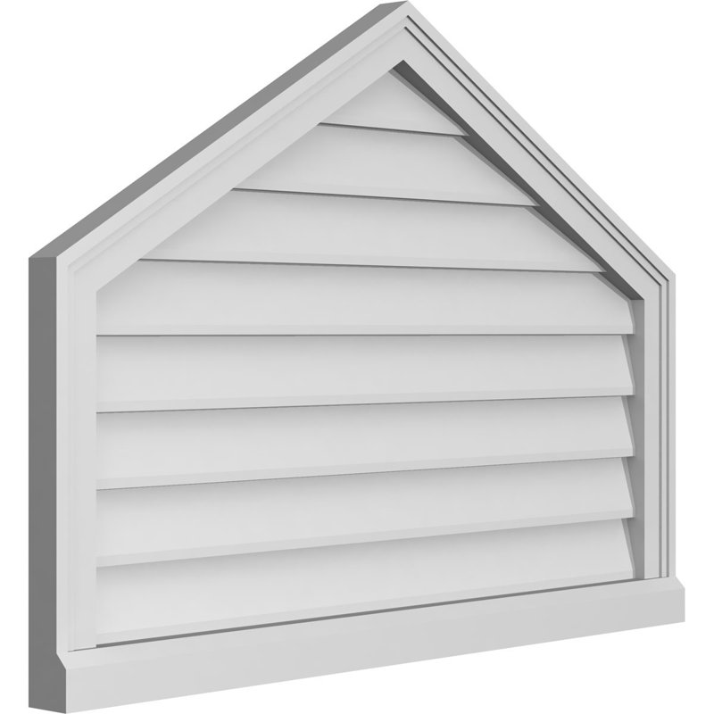 Peaked Surface Mount Signature Urethane Non-Functional Gable Vent 7/12 Pitch Primed Tan, 26" H x 36" W x 2" D
