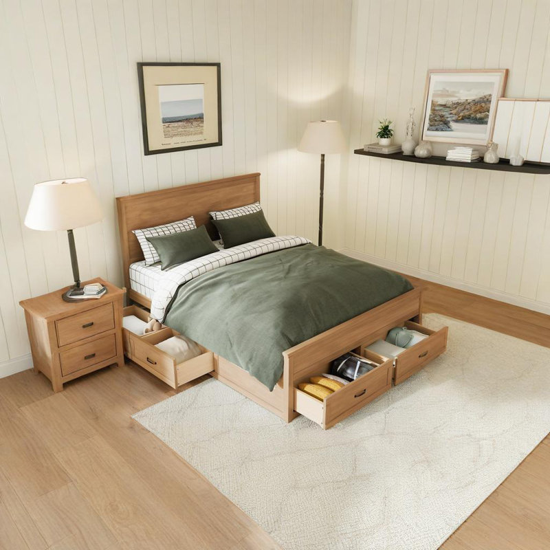 Grand lit avec rangement en bois, Bois
