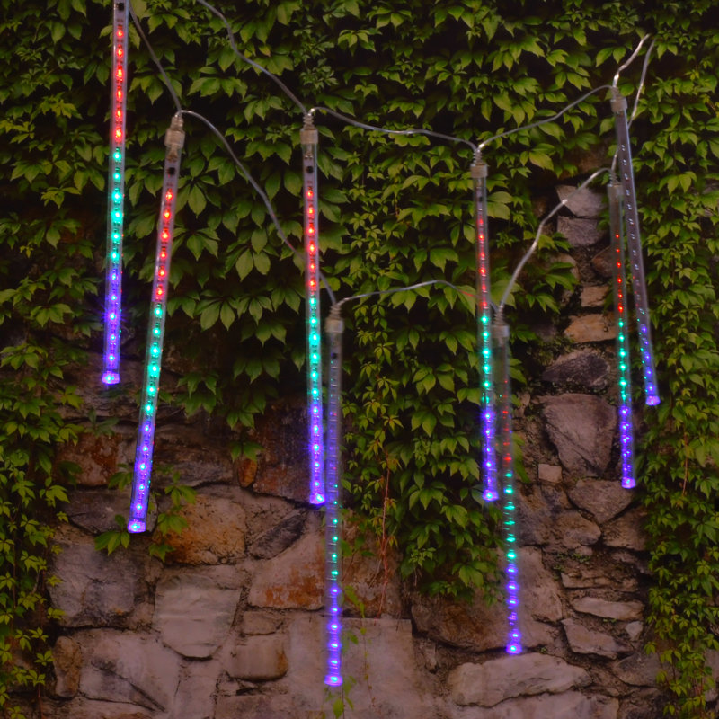 Electric LED Meteor Lights with 8 Cascading Light Tubes, Multicolor