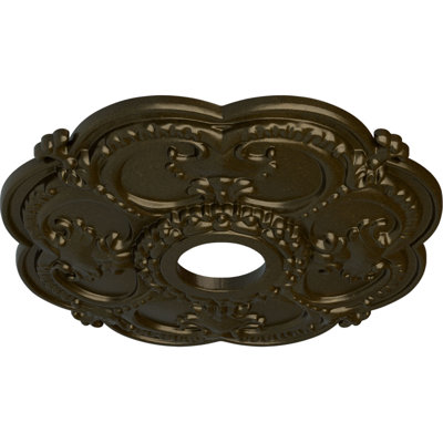 Médaillon de plafond Endurathane Rotherham, DO 18 po x P 3 1/2 po x P 1 1/2 po (convient aux auvents jusqu'à 3 1/2 po), fini or vert peint à la main