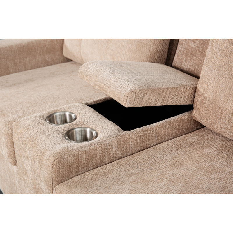 Canapé d'intérieur, canapé modulaire en L multifonctionnel avec porte-gobelets intégrés, rangement dissimulé et siège convertible pour des espaces de vie flexibles