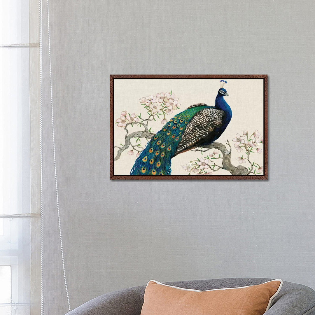 Peacock & Blossoms I von Tim OToole - Galerie-verpackte Leinwand Giclée auf Leinwand