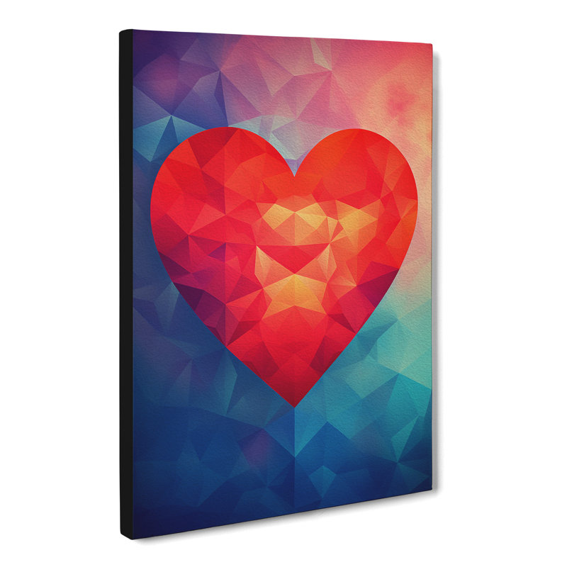 Love Heart Geometric - Wrapped Canvas, 60cm H x 40cm W x 3cm D