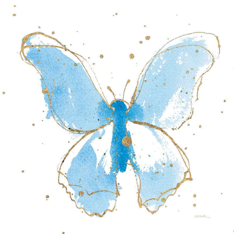 Gilded Butterflies II - Wrapped Canvas Painting, 51cm H x 51cm W
