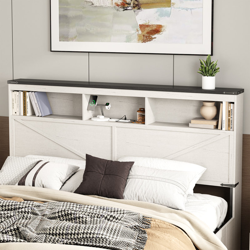 Bed Frame With Storage Headboard & Charging Station, Full