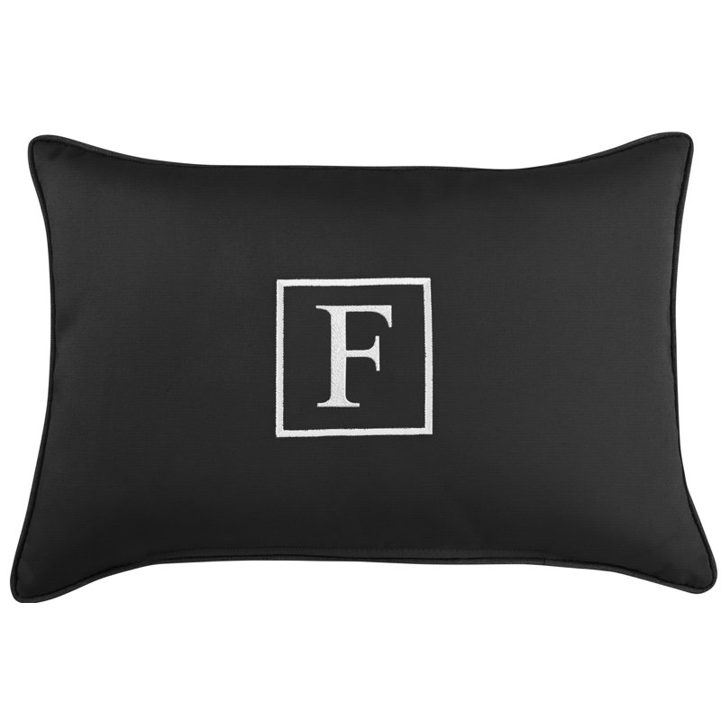 Kerrell Embroidered Sunbrella® Outdoor Throw Pillow, Black, F