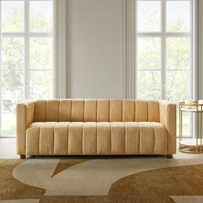 Anorea 81.5" W Boucle Fabric Channel Tufted Sofa