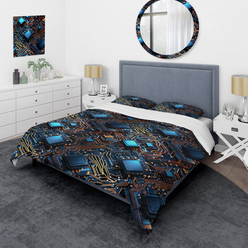 Ensemble de housse de couette Futuristic, Housse de couette pour très grand lit et 2 très